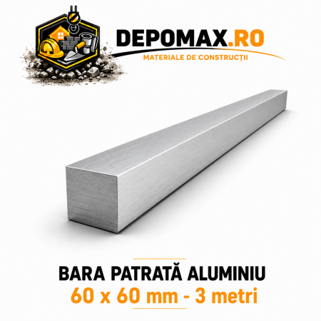 Bara patrata aluminiu 60 x 60 mm, 3 metri, EN AW-6082